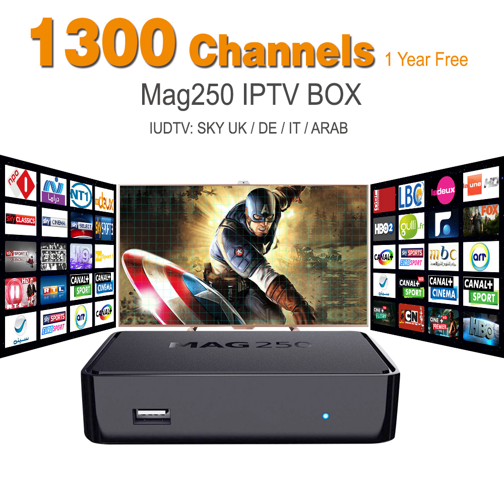 MAG 250 Iptv Box Sky Italy UK DE Linux European IPTV Box For Spain Portugal Turkish Netherlands MAG250 IPTV Tv Box 1300+Channels