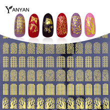 3d Nail Stickers,108pcs/sheet Adhesive Gold Metallic Butterfly Leopard Mix Designs Nail Decal,Nail Art Decoration Tools Supplies