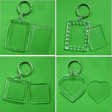 2015 free shipping 1pcs Blank Acrylic Keychains Insert Photo plastic Keyrings Square Key Rectangle heart circular accessories