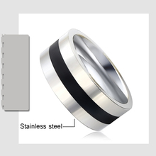 9mm wide men ring stainless steel wedding rings with black enamel design high polished rings for