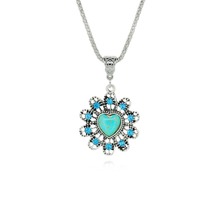 Hot Turquoise Crystal Necklace Peacock Tortoise Pendant Necklace Antique Silver Alloy Chain Vintage Jewelry Fashion For