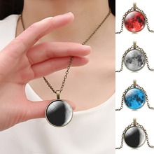 Fashion Art Picture Statement Necklace Vintage Moon Bronze Necklace Pendant for Women Summer Style Fine Jewelry