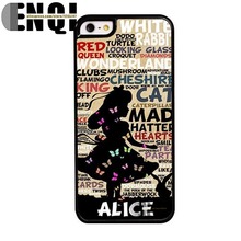 2015 hot Alice in Wonderland pretty phrase retro Background pattern Fashion mobile phone protective cover for iphone 5s cases