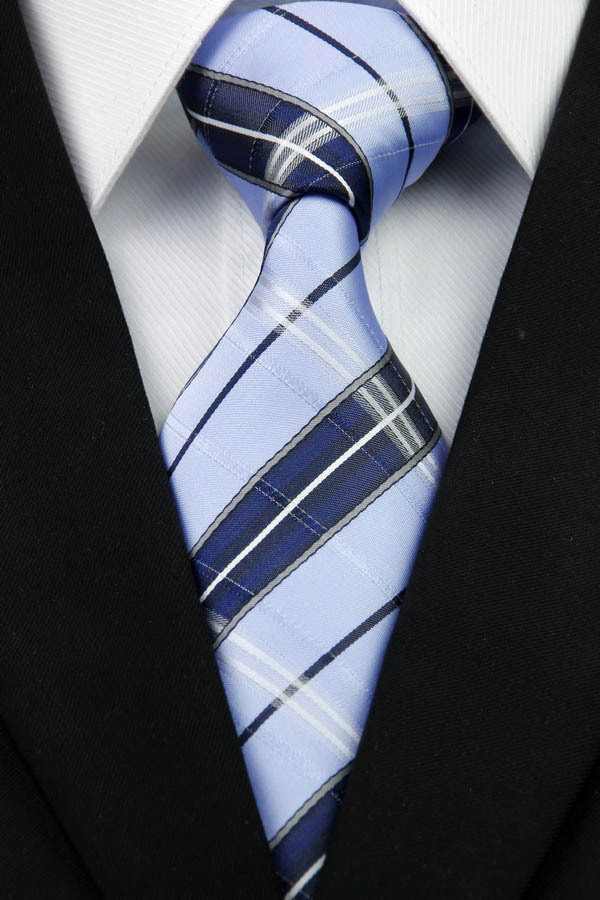 NT0307 Blue Navy Stripe New Mans Smooth Jacquard Woven Silk Polyester Tie Classic Business Wedding Fashion