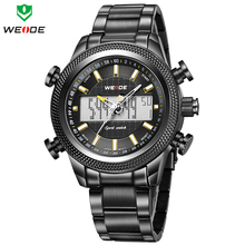 WEIDE Men Army Military Watch Analog Digital LED Quartz Sports Watches Full Steel Luxury Brand Fashion