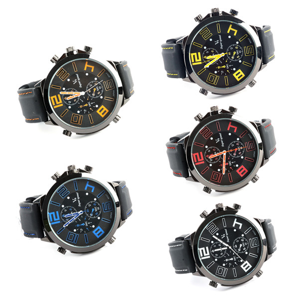 New Men Big Dial V6 Super Speed Watches Silicone Band Sport Quartz Wrist Watch