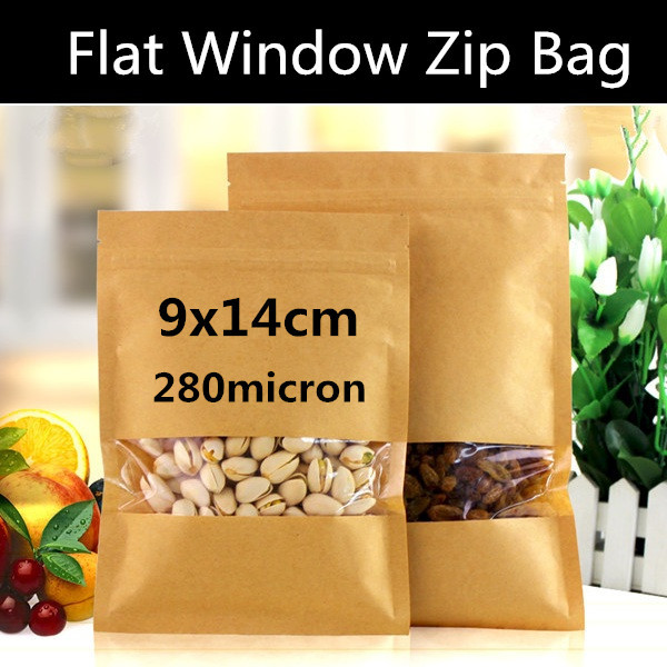 Zip Packaging paper Small Window 9cm Pouch.jpg Bags kraft bags zip Paper  14cm Kraft Paper