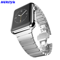 For Apple Watch Band 42mm Black Gold Stainless Steel Bracelet Buckle Strap Clip Adapter for Apple