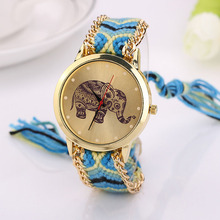 Paradise 2016 1PC Women Elephant Pattern Weaved Rope Band Bracelet Quartz Dial Wrist Watch Free Shipping June06