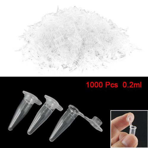 SAF Hot 1000 Pcs 0.2ml Round Bottom Centrifuge Tubes w Attached Caps Clear White