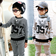 Child set 2016 autumn and winter girls boys sets fashion print child fleece sweatshirt + pants sport suit clothing set