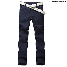 Sunshine Boy Fashion 2015 Autumn Winter Casual Pants Men New Brand Stretch Brushed Silm Fit Men