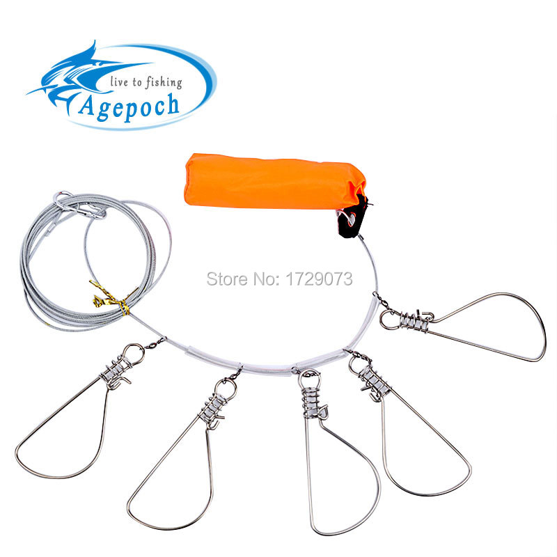 Agepoch Feeder Carp Fly Tackle Peche Stainless Steel 5 Buckle Snap Rope Belt Rope Float Stick Live Fish Buckle Fishing Lock