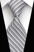 NT0517 Black White Stripe Classic Smooth Man s Casual Jacquard Woven Silk Polyester Necktie Business Knit