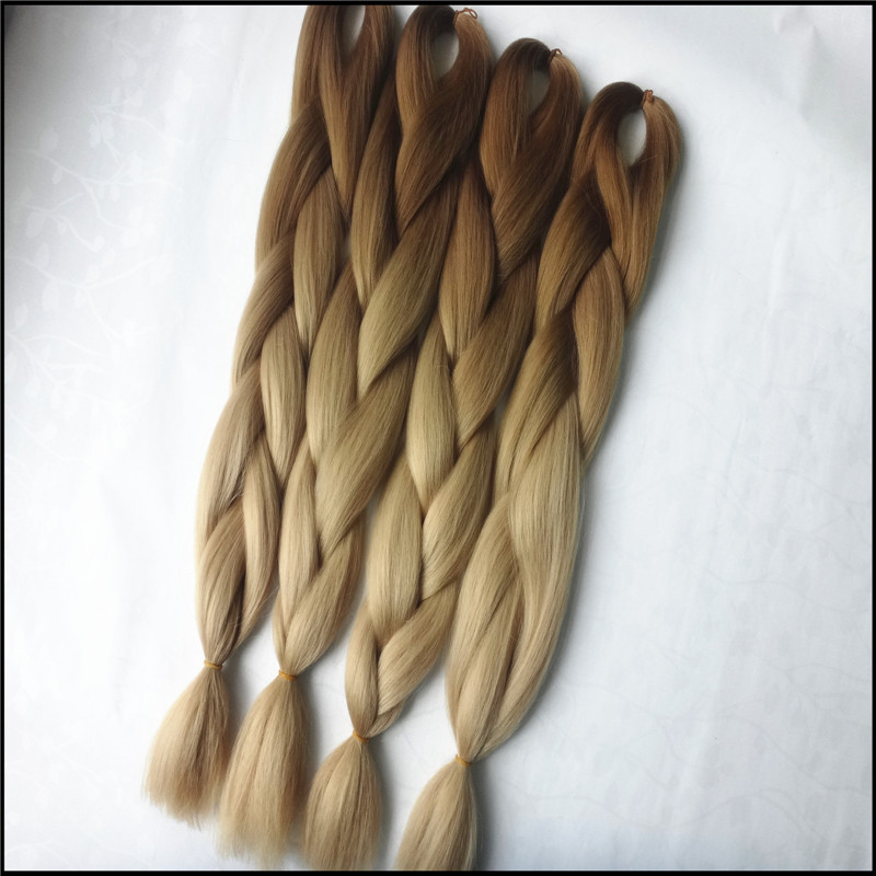 Braiding Hair Sock 3pcs lot 24inch 24 27F Ombre Two Tone Colored Kanekalon Jumbo Braiding Synthetic