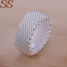 SparShine ON SALE Fine Jewelry Mesh 925 Silver Ring Fashion Net Ring Women Men Gift Silver