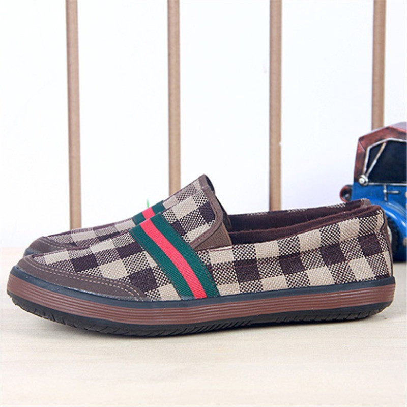Korean new canvas shoes trend font b chequer b font slip on casual men shoes espadrilles