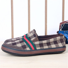 Korean new canvas shoes trend chequer slip-on casual men shoes espadrilles zapatos hombre loafer