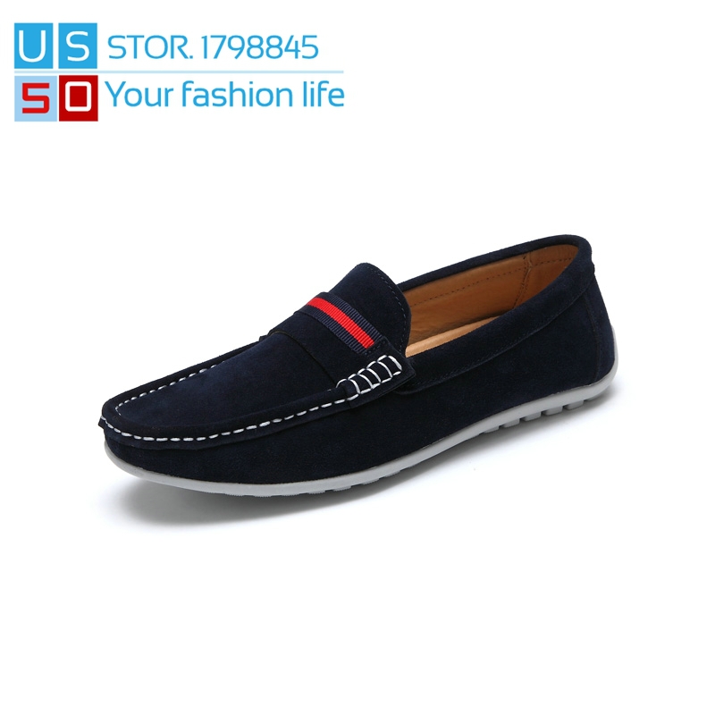 Nubuck Genuine Leather Mens Boat Shoes 2015 New Slip-On Driving Soft Doug Loafers Flat Casual Mocassin Solid Mens Boat  Shoes
