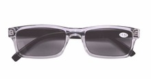 Free Shipping FR003 Clear Plastic Frame Black Arms Grey Tinted Readers Reading Glasses W case