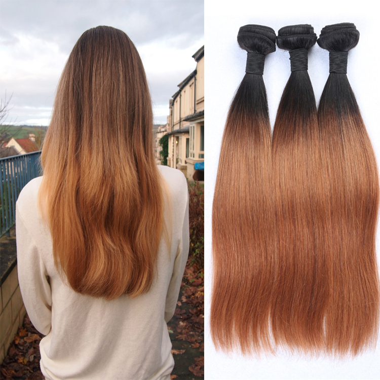 Dark Roots Black Three Tone Ombre Weave Silky Weave Brown 3pcs/lot 100% Brazilian Virgin Hair Body Wave Ombre Hair Weave