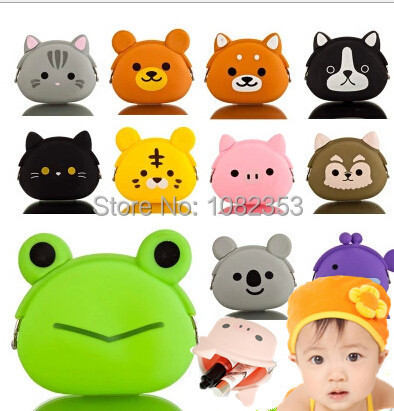 2015 new silicone cartoon baby coin purse dog cat bear panda duck owl frog styles many color candy lady wallets girls wallets