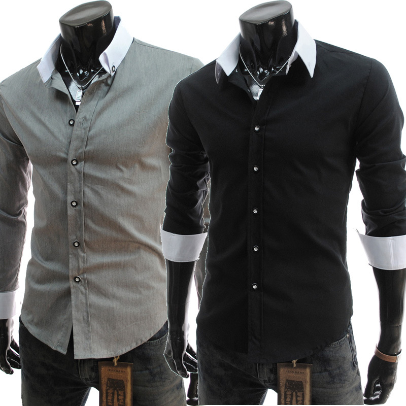 2015 Spring New Men\'S Long-Sleeved Shirt Hit Color...