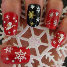 1 Sheet Snowflakes Snowman 3D Nail Art Stickers Decals Decals Manicure Decoration Beautiful Fashion Girl Fingernail