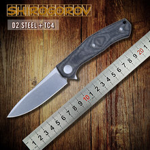2015XINZUO más nuevo Shirogorov cuchillos bola de cerámica teniendo cuchillo plegable lavadora de acero D2 con titanio manejar envío gratis