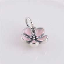925 Sterling Silver Jewelry Wholesale Daisy Charm Pendant With Pink Enamel Infinity Love Bracelets Bangles Lw260