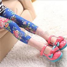 New 2014 Stylish Flower Print Kids Stretch Leggings Practical Children s Clothing Lovely Girls Leggings