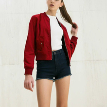 Women Solid Color Bomber Jacket 2016 Spring Autumn Women Stand Zipper Casual Thin Coat Short Basic Jacket Black Mujer Outerwear