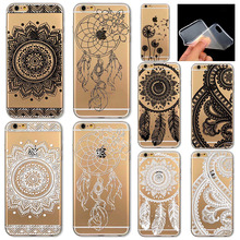 Телефон чехол для iPhone 6 6 s 4.7 » мягкие TPU урожай белый черный дурман цветок мандала хна Dreamcatcher назад чехол