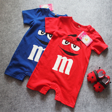 New 2016 Summer Baby Boy Romper Short Sleeve Cotton Jumpsuit Baby Cartoon Print Rompers Newborn Baby Boy Girl Clothes