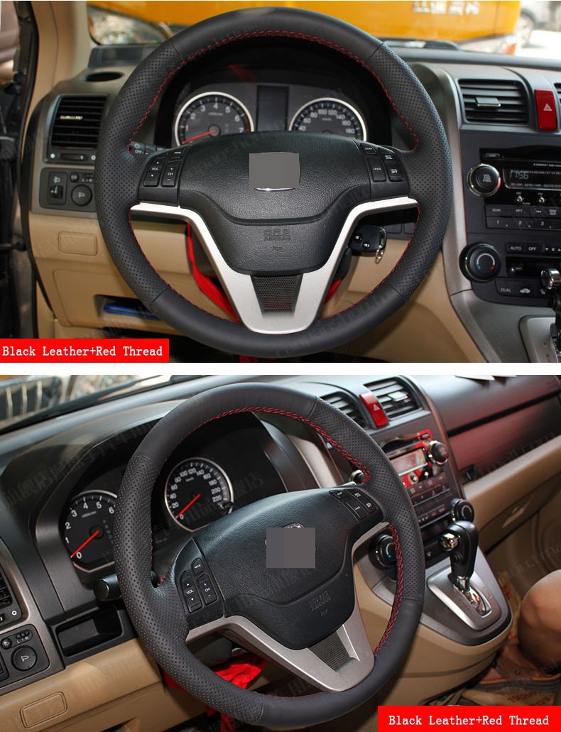 for Honda CRV 2007-2011 Leather Steering Wheel Cover Red Thread