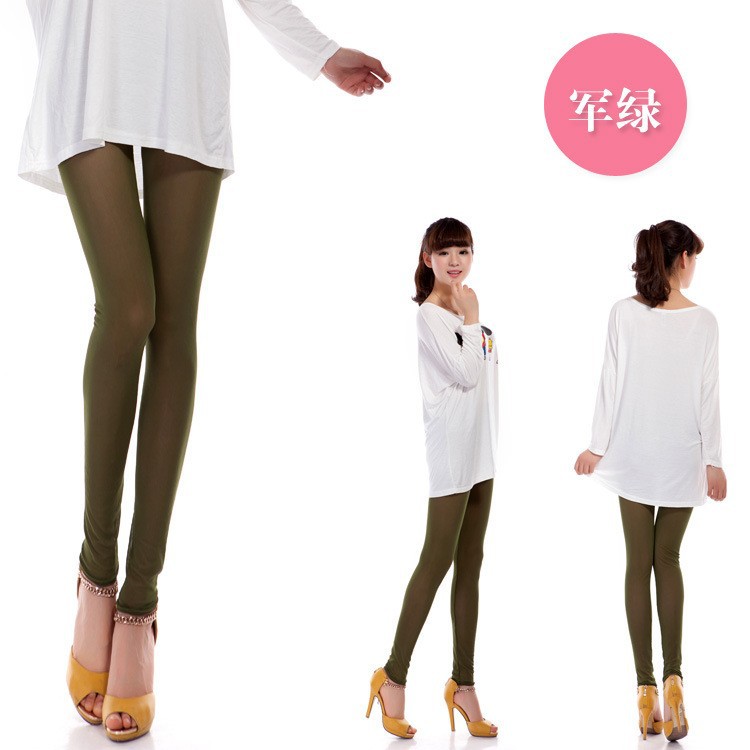 Manocean korean style Candy colors cotton thin middle waist soft solid translucent nine cents women leggings 102811 (5)
