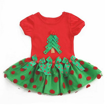 Retail New 2016 Baby Girls Christmas Dress Girl’s Short Sleeve Baby Girl Christmas Tutu Dress Toddler Cotton Casual Dress C21
