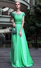 Cap Sleeve Floor Length Gown Vestidos De Gala A Line Scoop Neck Lace Appliques Long Prom Dress 2016 China Evening Gown(sf-e008)