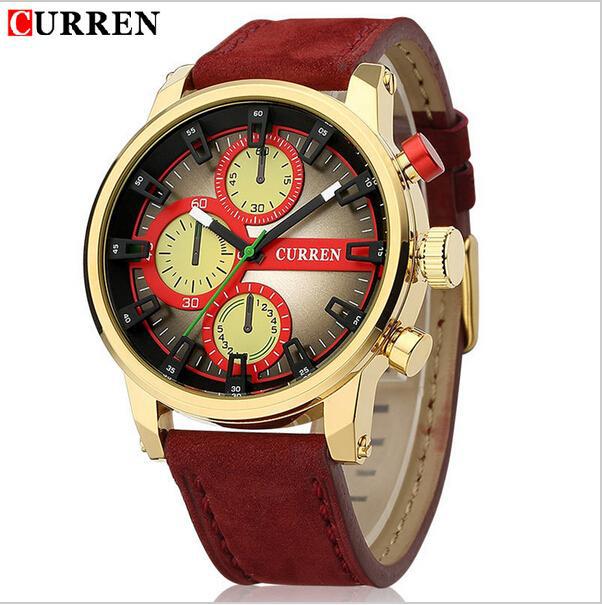 Hot sale Curren Genuine 2015 new watches men military watch fashion business watch man leather strap