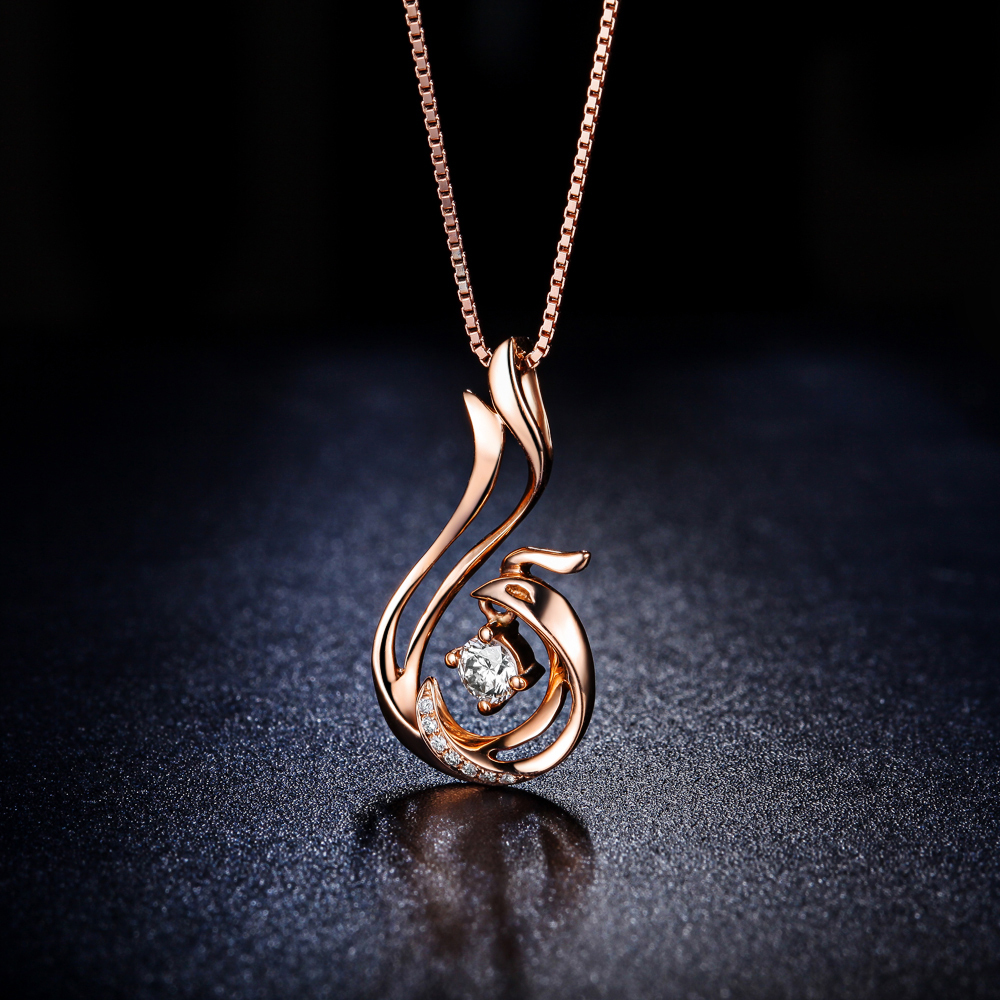 GVBORITrendyPhoenixDiamondAnimalJewelry18KRoseGoldNatural