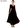Women Sexy Dress 2017 New Fashion The women Hot Velvet Dress Plus Size Winter Ankle Maxi