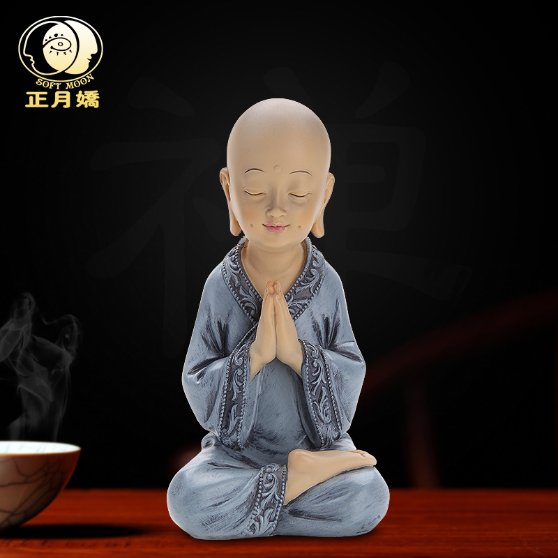 Buddhist novices furnishings Chinese seat hall living room entrance auspicious ornaments Chinese Buddhist monk smiling