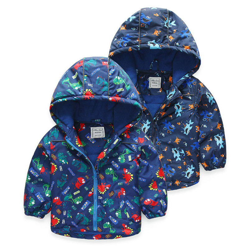 2016 New Arrival Children Coat Kids Jacket Boys Outerwear Spring Child Trench Dinosaur Cartoon Clothing Boys Kids Clothes Hooded