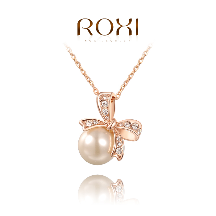 Roxi Fashion Women s Jewelry High Quality Hand Made Rose Gold Plated Austrian Crystals Pearl Chain