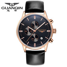 Origianl GUANQIN Top Brand Luxury Fashion Quartz Watches Men Stop Watch Big Dial Waterproof Luminous Military Men Watch