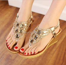 Fashion New 2016 Women Summer Shoes Sexy Rhinestone Ladies Sandals New Brand Leather Womans Flip Flops Tacones ALN002