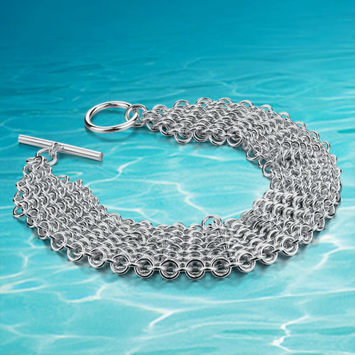 925 sterling silver jewelry bracelet women fashion Noble style bracelet Woven net silver ornaments wide