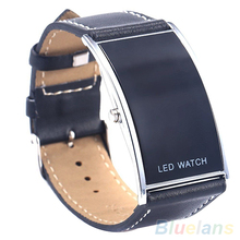 Men’s Women’s Arch Bridge Style LED Digital Date Faux Leather Strap Wrist Watch
