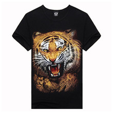 Mens 3D Print Shirts Animal Skull Tiger Wolfs Crew Neck Top Tee T Shirt Summer Style