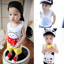 Hot! new Summer 2016 Style boy vest children Cartoon Short Sleeve kids cotton T Shirt Tees Clothes Baby Boys Clothing